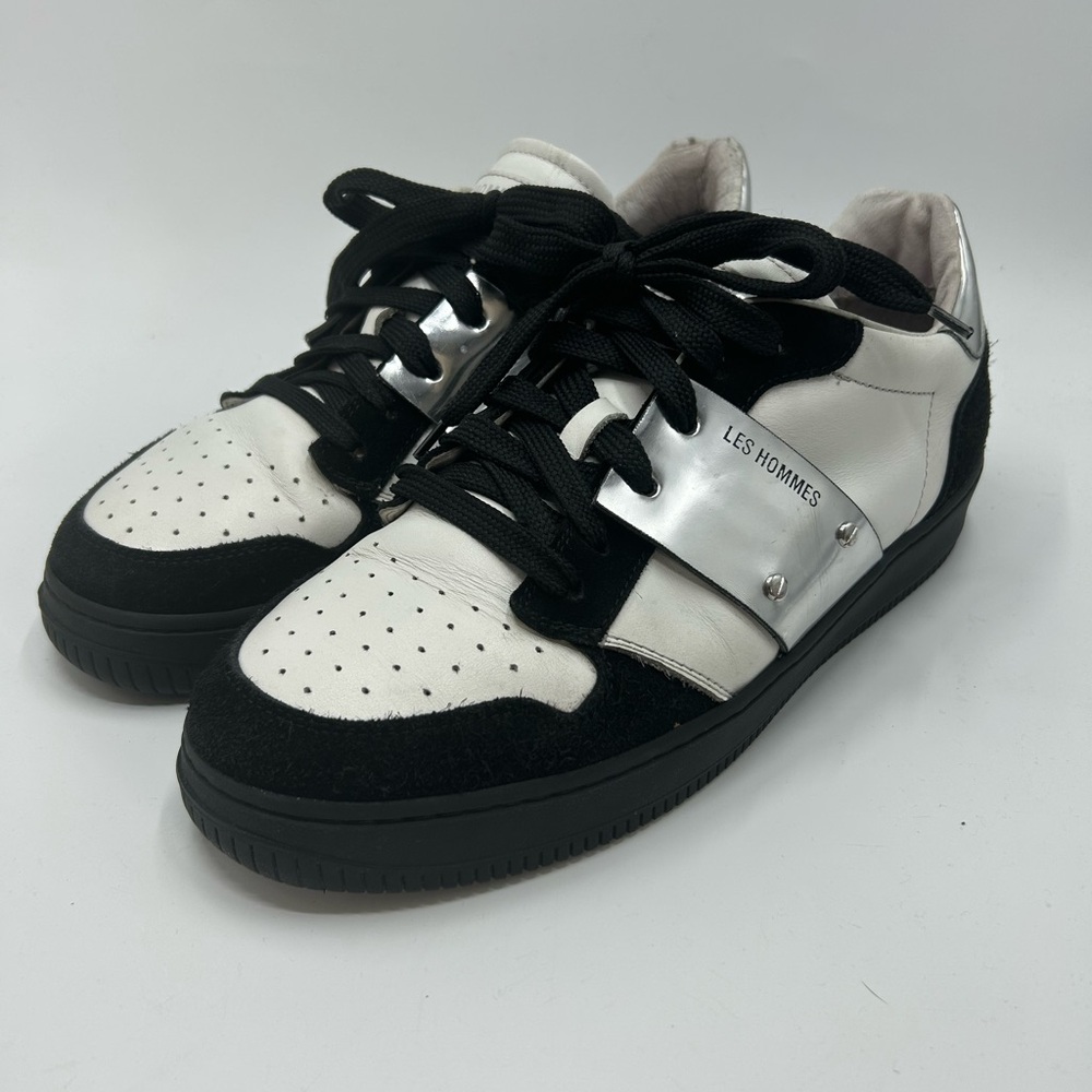 Les Hommes Black and White Men's Sneakers